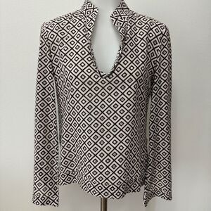Tory Burch Stephanie Sequin Embellished Tunic Cotton Top Size 2